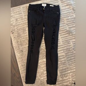 Frame Black Distressed Skinny Jeans